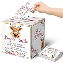 Teling 51 Pieces Diaper Raffle Tickets with Card Box,Highland Cow