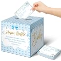 Teling 51 Pieces Diaper Raffle Tickets with Card Box,Blue