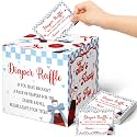 Teling 51 Pieces Diaper Raffle Tickets with Card Box,She's Ready to Pop，blue