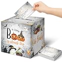 Teling 51 Pieces Diaper Raffle Tickets Box with Card, Shower Boo Theme