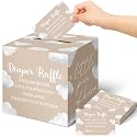 Teling 51 Pieces Diaper Raffle Tickets with Card Box,Cloud 9 Style