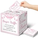 Teling 51 Pieces Diaper Raffle Tickets with Card Box,Pink Bow Style