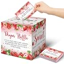 Teling 51 Pieces Diaper Raffle Tickets with Card Box,Strawberry