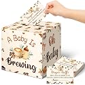 Teling 51 Pcs Coffee Beans Diaper Raffle Ticket with Box Baby Shower Holder