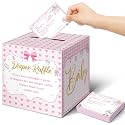 Teling 51 Pieces Diaper Raffle Tickets with Card Box,Pink Heart