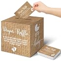 Teling 51 Pieces Diaper Raffle Tickets with Card Box,Burlap Grain Print
