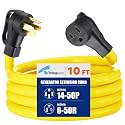 Tellegloww 10ft NEMA 14-50P to 6-50R Adapter Cord, 6AWG 50Amp Welder Extension Cord NEMA 14-50P Male to 6-50R Female, 4 Prong to 3 Prong Welder Adapter for Welding Machine Plasma Cutter, ETL Listed