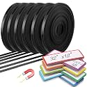Tellegloww 6 Rolls 1/4" Magnetic Whiteboard Tape Set 33ft Magnetic Tape Roll Thin Strips Borders for Classroom Whiteboard with 48pcs Dry Erase Label for Classroom School Office Home Students (Black)