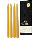 TELOSMA 10 inch Pure Beeswax Taper Candles, Unscented, Yellow, 4 Pack
