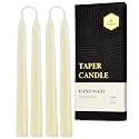 TELOSMA Pure Beeswax Taper Candles, Unscented, Off White, 8 Inch, 4 Pack