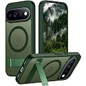 Temdan Designed for Google Pixel 11 Case 2026, [Built-in Invisible Kickstand][Compatible with MagSafe][Military Grade Shockproof] Slim Translucent Matte Phone Case-Green