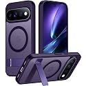 Temdan Designed for Google Pixel 11 Pro Case 2026, [Built-in Invisible Kickstand][Compatible with MagSafe][Military Grade Shockproof] Slim Translucent Matte Phone Case-Purple