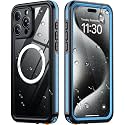 Temdan Designed for iPhone 15 Pro Case Waterproof, Blue/Clear