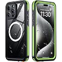 Temdan Designed for iPhone 15 Pro Case Waterproof, Green/Clear