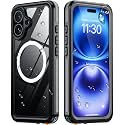 Temdan Designed for iPhone 16 Case Waterproof, Black/Clear