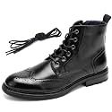 Temeshu Men's Wingtip Ankle Boot Side Zip Motorcycle Oxford Boots (with shoelaces) HH07