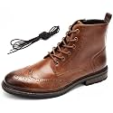 Temeshu Men's Wingtip Ankle Boot Side Zip Motorcycle Oxford Boots (with shoelaces) HH07