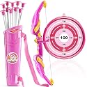 TEMI Bow and Arrow Set for Kids - Archery Toy Set - LED Light Up with Suction Cup Arrows, Target & Quiver, Indoor and Outdoor Toys for Children Boys Girls