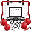 TEMI Indoor Basketball Hoop for Kids, Door Room Basketball Hoop,Mini Basketball Hoop with 4 Balls, Basketball Toys for 3 4 5 6 7 8 9 10 11 12 Year Old Boys