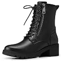 TEMOFON Combat Ankle Boots for Women: Comfortable Low Heel Short Booties
