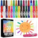 Tempera Paint for Kids and Toddlers - 30 Large Paint Sticks - Washable, Solid, Non Toxic, Mess free Paint Set - Arts and Crafts for Kids - for Wood, Glass, Canvas, or Card painting