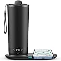 Temperature Control Heated Travel Mug Smart Self Heating Coffee Mug 20 Oz App Controlled LED Display coffee serving sets mug kept at a constant temperature for 4-10 hours (Black, 20 oz)