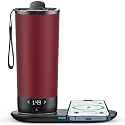 Temperature Control Heated Travel Mug Smart Self Heating Coffee Mug 20 Oz App Controlled LED Display Coffee Serving Sets Mug Kept at a Constant Temperature for 4-10 Hours (Burgundy, 20 oz)