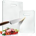 Tempered Glass Cutting Board for Kitchen, 2PCS Clear Chopping Board with Handle (16"x12" & 12"x8"), Plastic Free, Scratch Resistant, Heat Resistant, Dishwasher Safe, Non-toxic, Easy to Clean