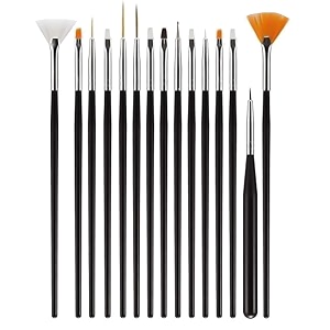 temperia 15pcs nail art brush set with nail dotting tool for women amp girls - salon like nail design amp painting set