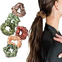 TEMPERIA (6 pcs) Silk Satin Scrunchies For Women & Girls - Stylish Luxury Ponytail Rubber Band Ties for Hair - English Colours Same As Shown (MN02)
