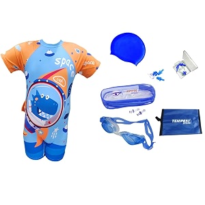 tempest boys swimming kit swimming costume  swim suit set swimwear  swimming dress  one-piece swimwear  kids swimsuit boys swimming dress goggles cap ear plug nose clip with kit bag