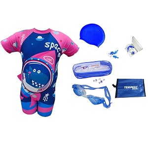 tempest boys swimming kit swimming costume  swim suit set swimwear  swimming dress  one-piece swimwear  kids swimsuit boys swimming dress goggles cap ear plug nose clip with kit bag