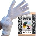 Temple Spring Shower Gloves Exfoliating for Women – Natural Textured Rayon Bamboo Exfoliating Glove with Thicker Weave for Deep Cleansing, Dead Skin Removal & Smooth Radiant Skin (1 Pair, Off-White)