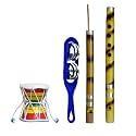 Templeshop Damru/Premjuri/Flute Indian Musical Instrument size 8/12/13 Inches (Multicolor)