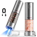 TempPro Rechargeable Electric Salt and Pepper Mill Set with Large Capacity