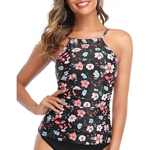 tempt me women tankini top only high neck bathing suit top tummy control swimsuit top ruched swim top without bottom