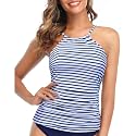 Tempt Me Women Tankini Top Only High Neck Bathing Suit Top Tummy Control Swimsuit Top Ruched Swim Top Without Bottom