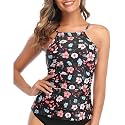 Tempt Me Women Tankini Top Only High Neck Bathing Suit Top Tummy Control Swimsuit Top Ruched Swim Top Without Bottom