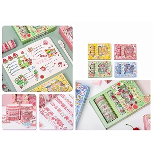 washi tape set cute washi tape set designer decorative masking tapes for diy crafts arts scrapbooking bullet journal planners b - 4kq-22401assortd colour