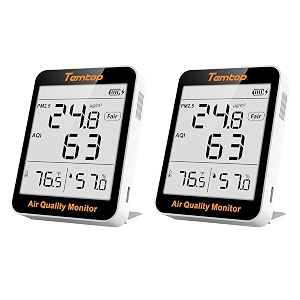 temtop 2 pack s1 indoor air quality monitor portable aqi pm25 temperature humidity detector for home office or school air quality tester 4 more home monitoring battery powered magnetic suction