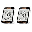 Temtop 2 Pack S1 Indoor Air Quality Monitor, Portable AQI PM2.5, Temperature, Humidity Detector for Home, Office or School, Air Quality Tester 4 More Home Monitoring, Battery Powered, Magnetic Suction