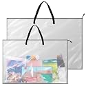 Tenceur 2 Pcs Art Portfolio Case 24 x 36 and 48 x 36 Inch Large Poster Storage Bag PVC Art Portfolio Container with Zipper and Handle Bulletin Board Clear Storage Folder for Artwork