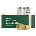 Tencha Matcha and Hojicha Tea Kit with Bamboo Whisk and Scoop