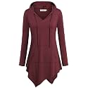 Tencole Uneven Hemline Hoody Shirt Kangaroo Pocket