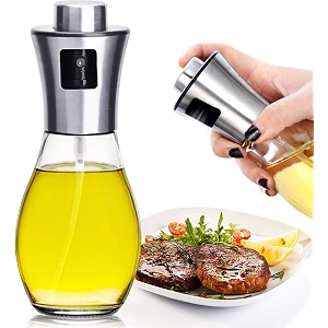 oil for cooking refillable stainless steel oil dispenser bottle with mini funnel vinegar glass spray bottle for bbq salad baking grilling roasting frying 1 piece 200 ml