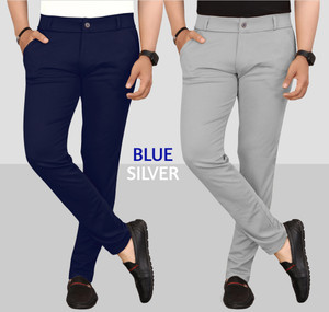 TENIT Slim Fit Men Blue Silver Trousers