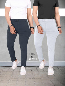 tenit slim fit men grey silver trousers