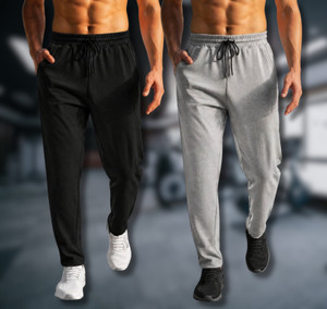 TENRUN Solid Men Black Grey Track Pants