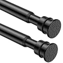 Tension Curtain Rod 26 to 48 Inch Adjustable Tension Rods 2 Pack Expandable Spring Tension Rod Black No Drilling for Closet Kitchen Cupboard Wardrobe Door Bookshelf DIY Projects