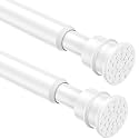 Tension Curtain Rod 26 to 48 Inch Adjustable Tension Rods 2 Pack Expandable Spring Tension Rod White No Drilling for Closet Kitchen Cupboard Wardrobe Door Bookshelf DIY Projects